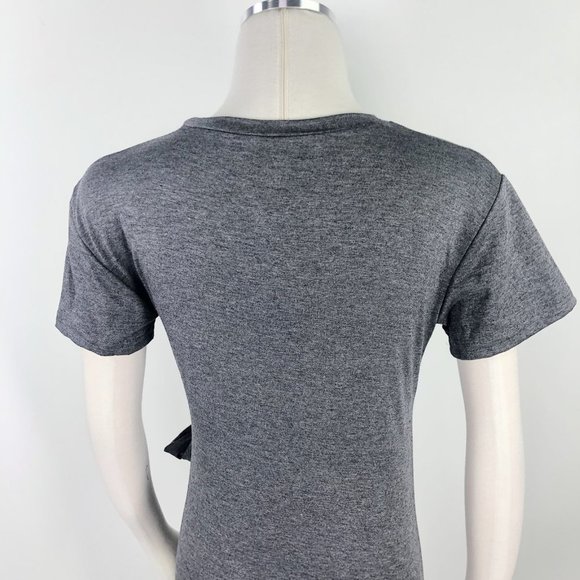 Grey Faux Wrap Mini Dress Short Sleeve Crew Tee EU - Picture 5 of 8